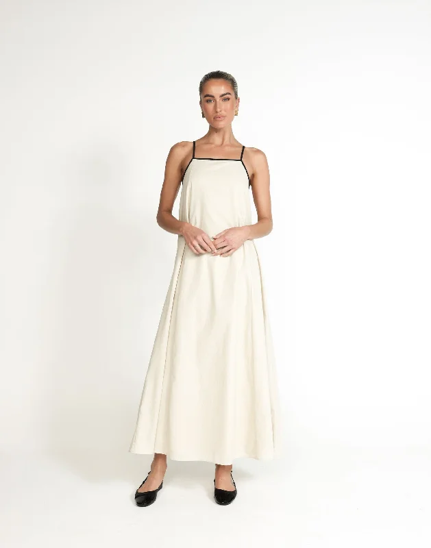 casual maxi dresses for women -Fiona Maxi Dress (Beige)