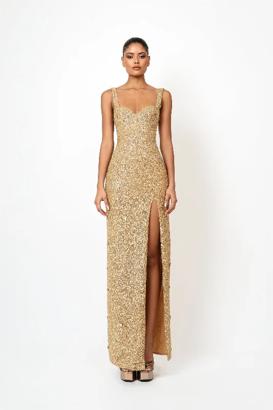 cute maxi dresses for summer -Kroon Maxi Dress - Gold