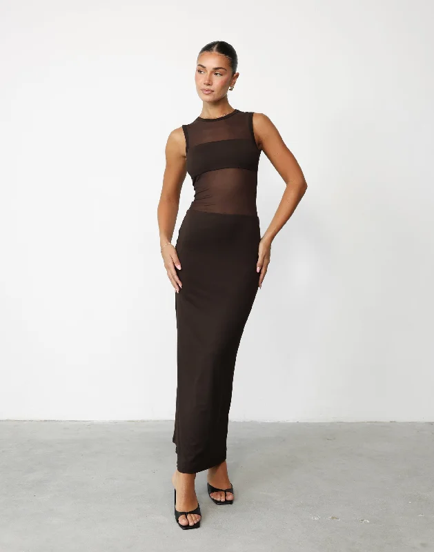 backless maxi dresses for women -Cassius Maxi Dress (Chocolate)