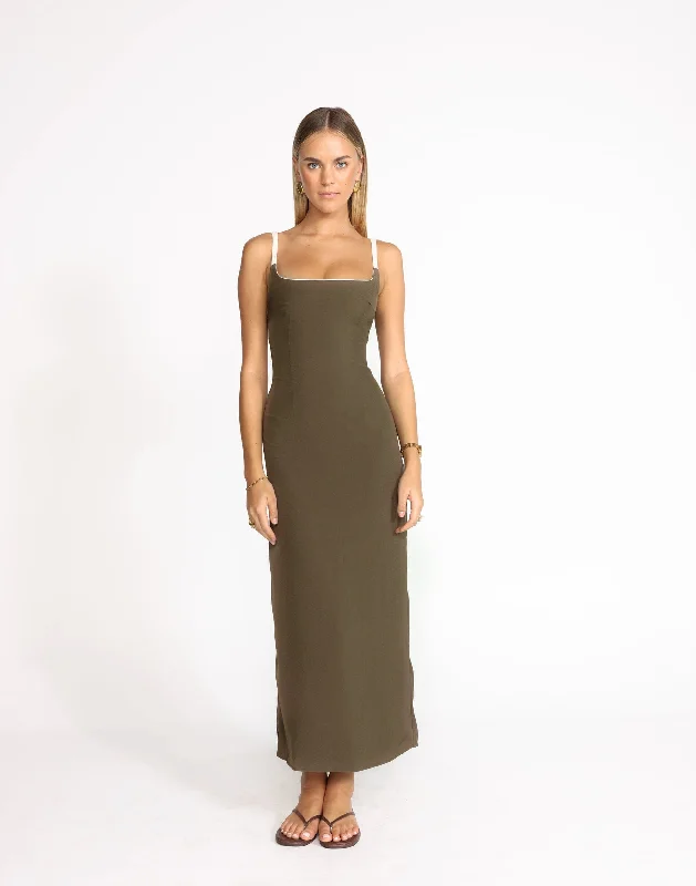 elegant maxi dresses for club -Alistair Maxi Dress (Coffee)