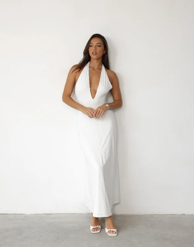 wrap maxi dresses for women -Victoria Maxi Dress (White)