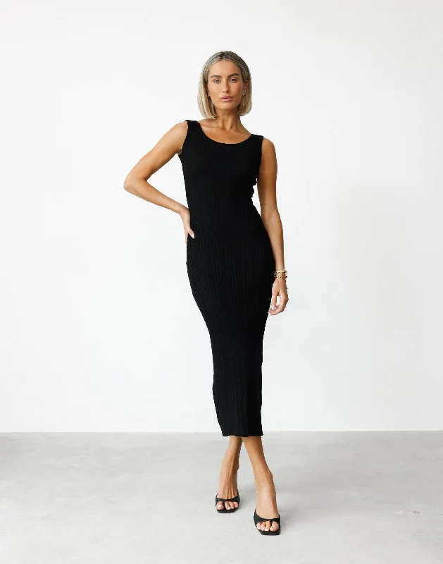 trendy maxi dresses for style -Josefina Maxi Dress (Black)