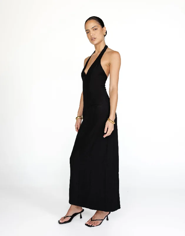 elegant maxi dresses for nights -Kit Maxi Dress (Black)