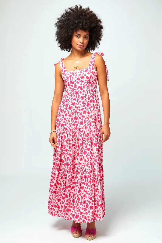 white maxi dresses for travel -Tabitha Ecovero Viscose Maxi Dress | Cheetah Pink