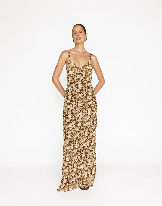 maxi dresses with floral prints -Zaya Maxi Dress (Marigold)