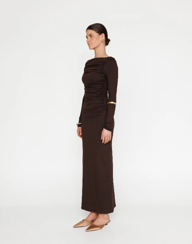 black maxi dresses for teens -Natasha Maxi Dress (Chocolate)