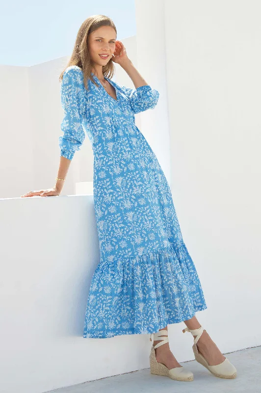 cute maxi dresses for women -Nora Dress | Blue/White