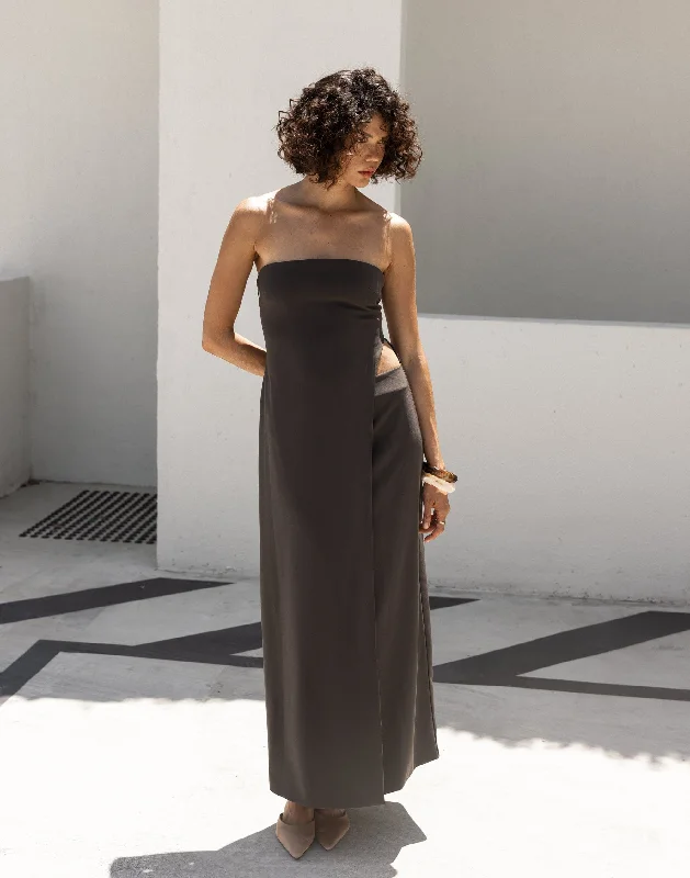 casual maxi dresses for spring -Gabby Maxi Dress (Charcoal)