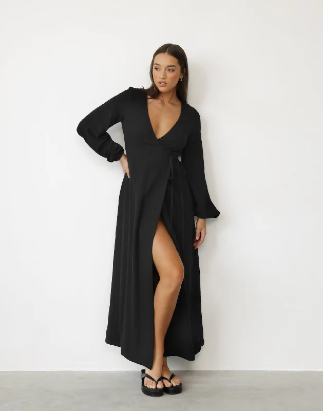 maxi dresses for guest weddings -Mori Maxi Dress (Black)