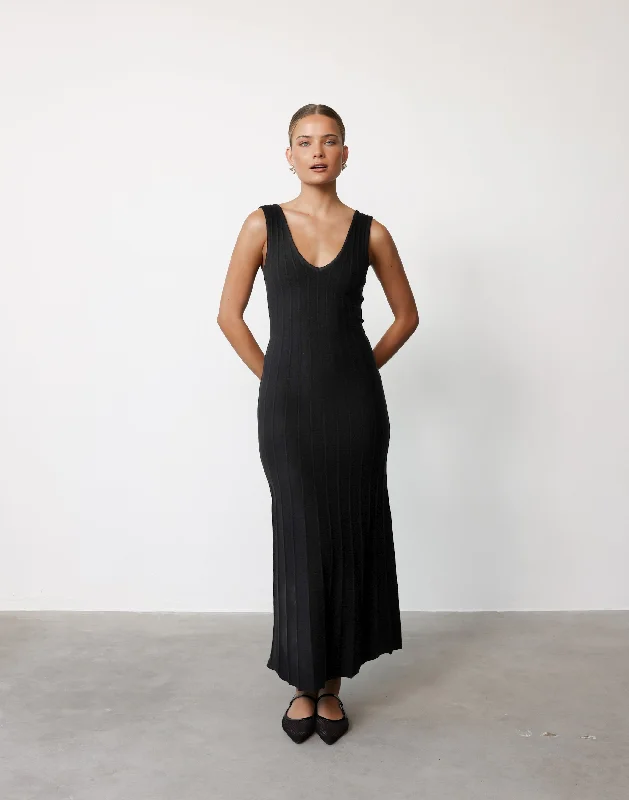 elegant maxi dresses for warmth -Aurelia Maxi Dress (Black)