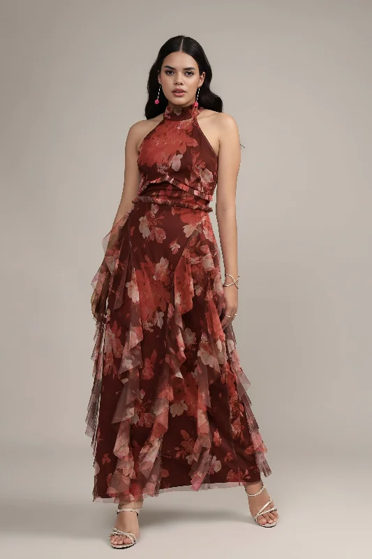 floral maxi dresses for spring -Marilyn Maxi in Deep Red Floral