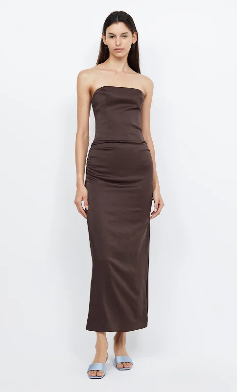 casual maxi dresses for warmth -JONES STRAPLESS MAXI DRESS - COCOA