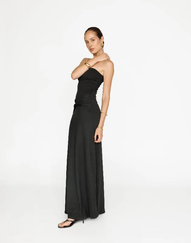 white maxi dresses with lace -Edela Maxi Dress (Black)