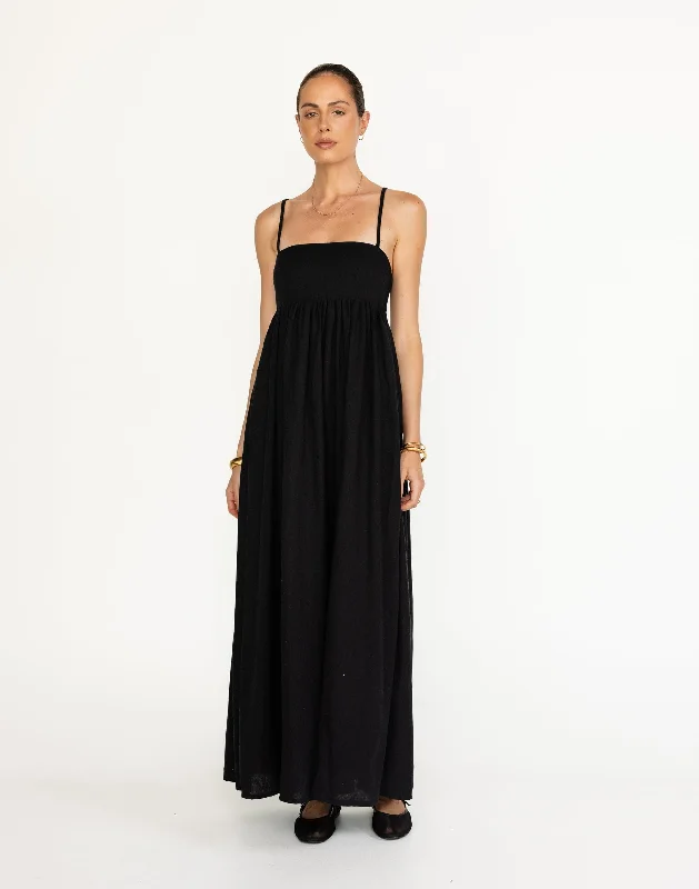 elegant maxi dresses for style -Tarsha Maxi Dress (Black)