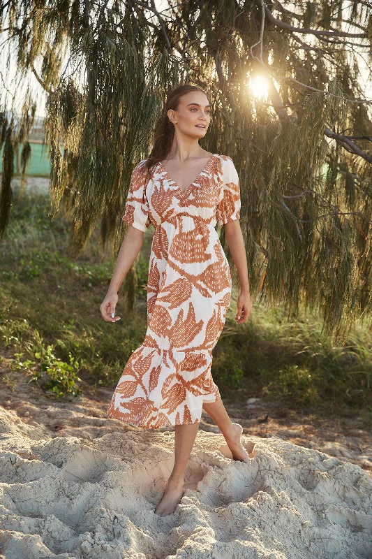 red maxi dresses for women -Alison Midi Dress in Desert Palms