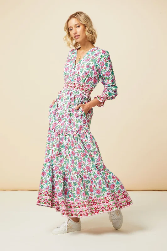 cute maxi dresses for club -Billie Block Print Dress | Pink/Green