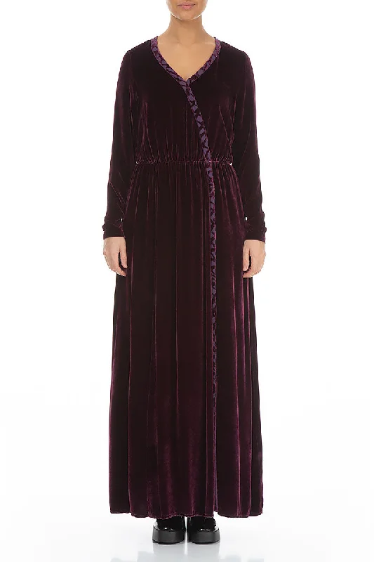 elegant maxi dresses for summer -Mulberry Silk Velvet Maxi Dress