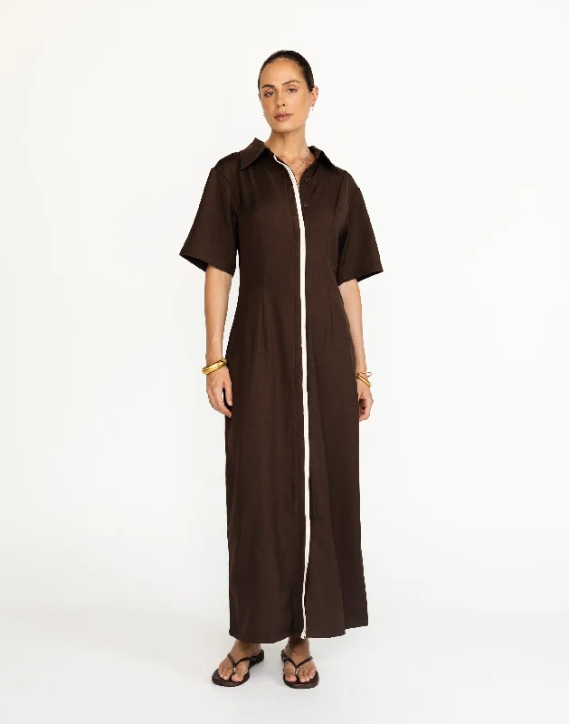 budget maxi dresses for spring -Vero Maxi Dress (Chocolate)