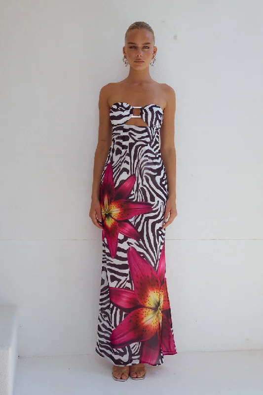 cute maxi dresses for style -ALESSIA MAXI DRESS - ZEBRA FLORAL