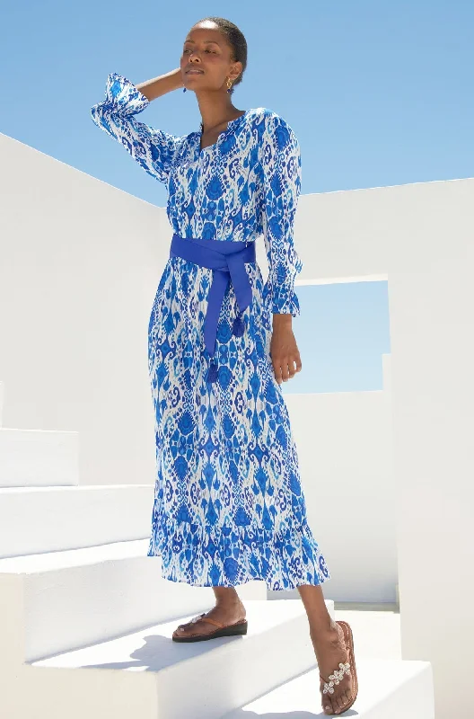 maxi dresses with bold prints -Maeve EcoVero™ Dress | Ikat Blue