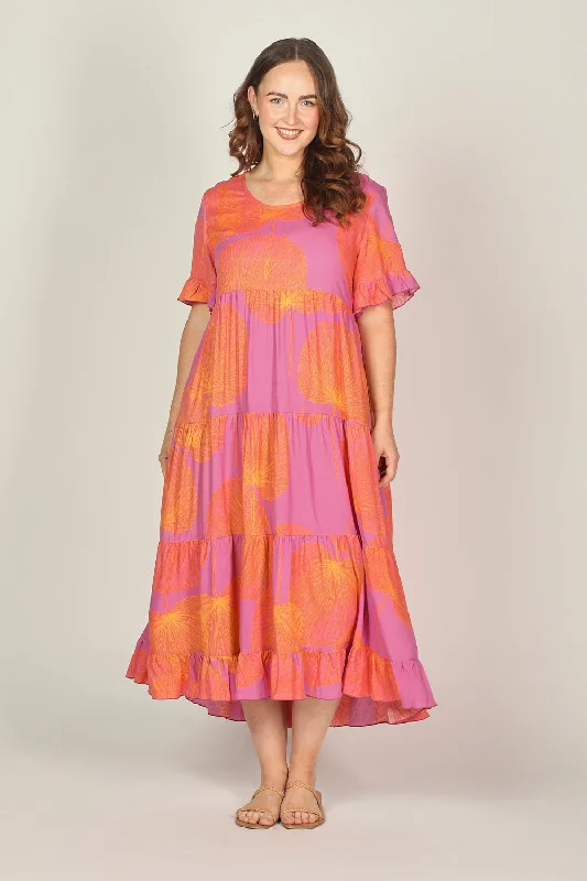 maxi dresses with bold prints -Sabre Frill Dress in Summer Solstice