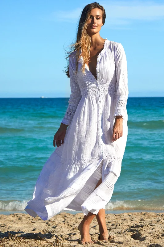 cotton maxi dresses for style -Audrey Lace Maxi Dress | White