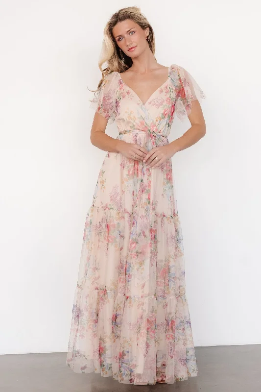 affordable maxi dresses for style -Nicola Tulle Maxi Dress | Romantic Floral