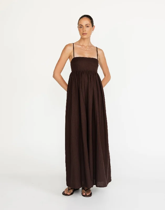 elegant maxi dresses for teens -Tarsha Maxi Dress (Chocolate)