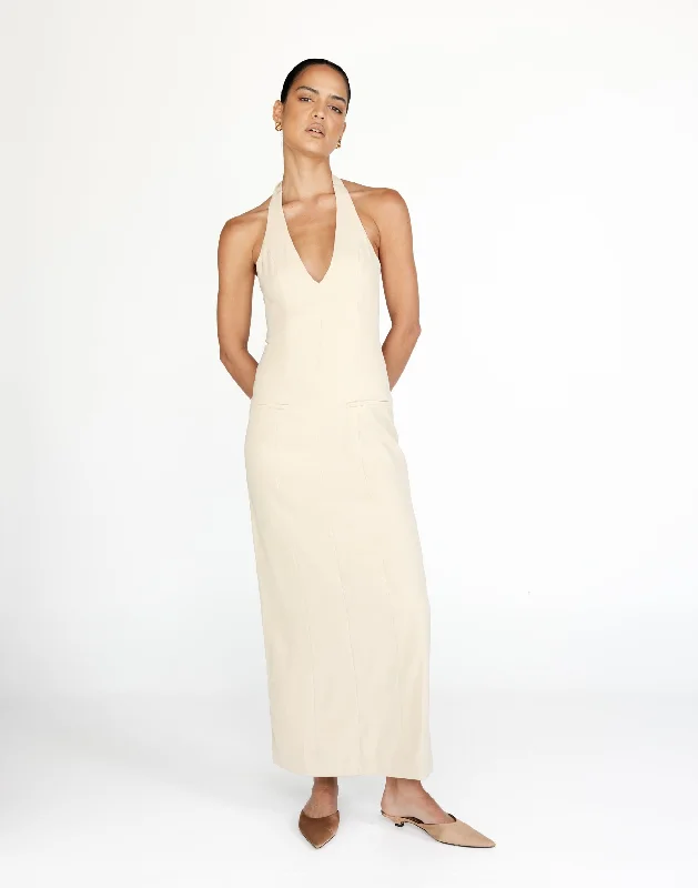 maxi dresses with floral trim -Kit Maxi Dress (Sandstone)