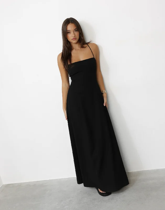 red maxi dresses for clubbing -Mirielle Maxi Dress (Black)