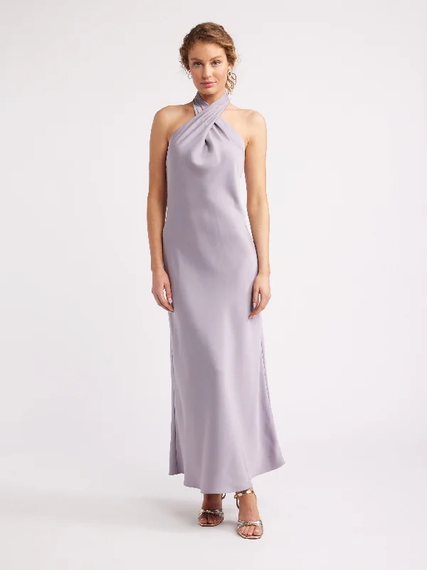 elegant maxi dresses for dates -New York Twist Neck Dress