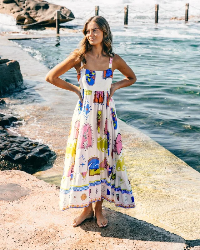 flowy maxi dresses for summer -Sunetta Maxi Dress - White