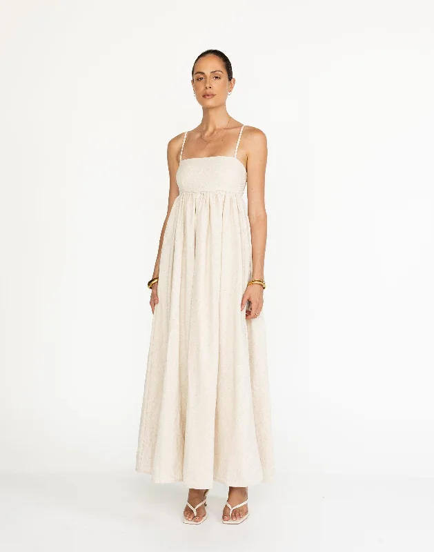 casual maxi dresses for fall -Tarsha Maxi Dress (Oat)