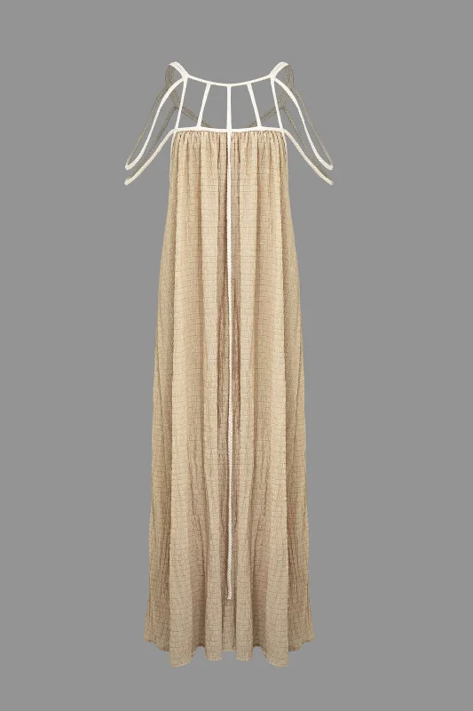 halter maxi dresses for warmth -Cut Out Backless Maxi Dress