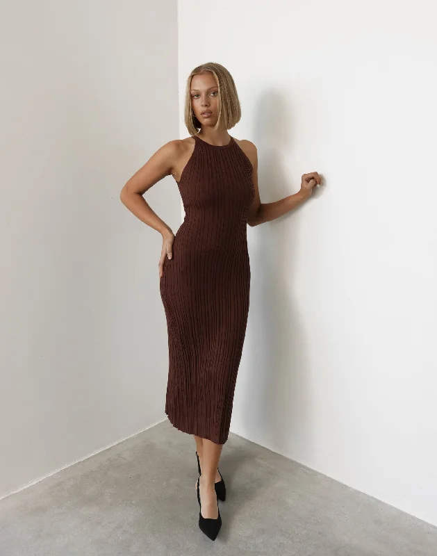 casual maxi dresses for fall -Vivian Maxi Dress (Cocoa)