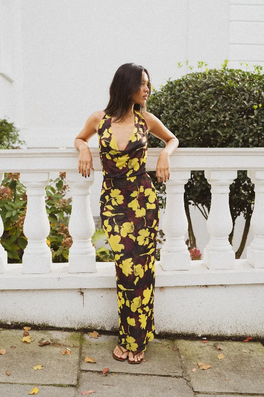 elegant maxi dresses for dates -Fiona Dress in Sangria