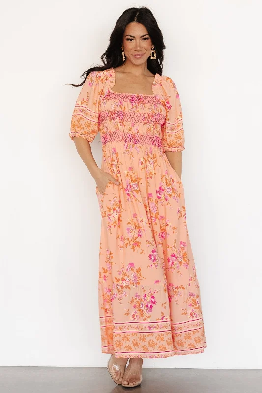 red maxi dresses for teens -Mesa Smocked Dress | Coral Multi