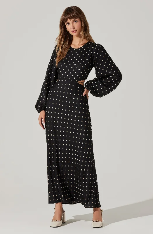 black maxi dresses for warmth -Quinn Floral Cutout Maxi Dress