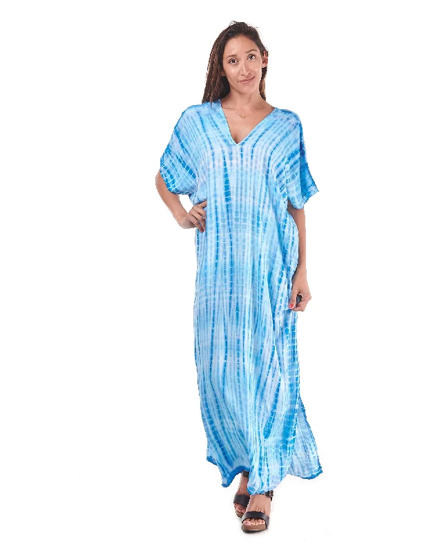 elegant maxi dresses for evenings -Maxi Kaftan V Neck Dress