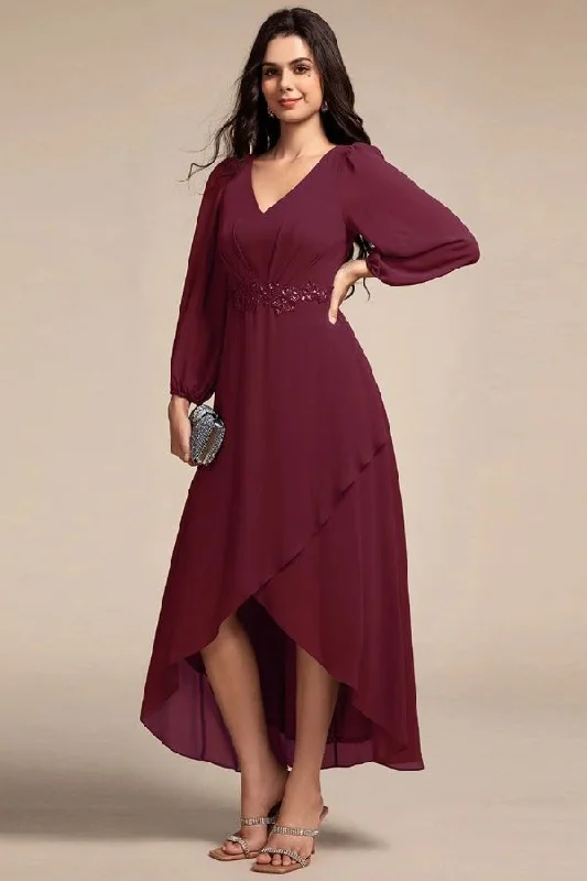 cute midi dresses for girls -A-Line Midi Chiffon Dress CS0686