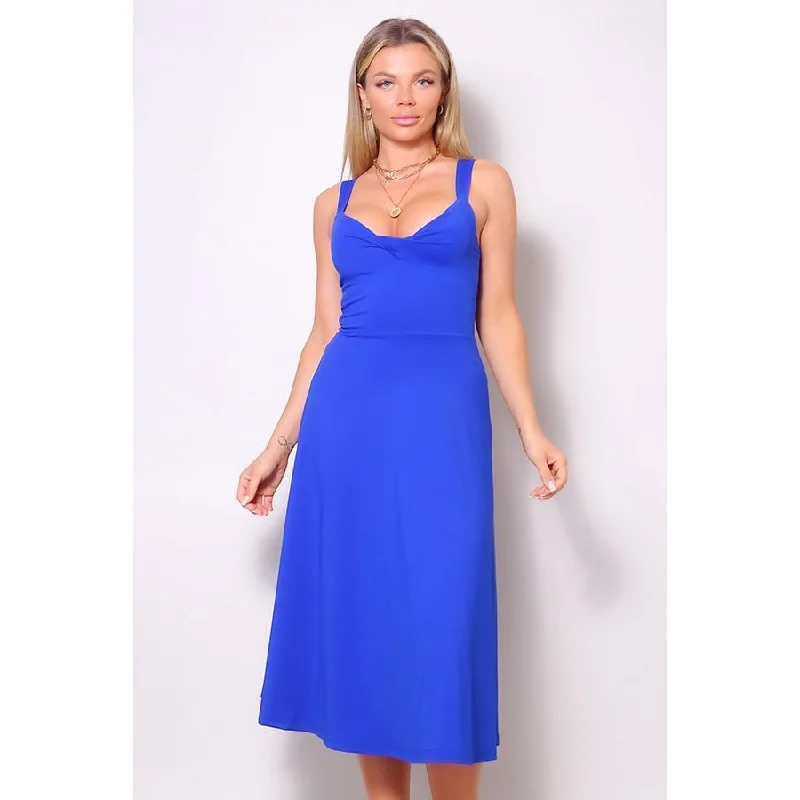 elegant midi dresses for summer -Sleeveless Twist Front A Line Midi Dress