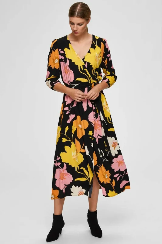 cute midi dresses for events -Floral Print Midi Dress