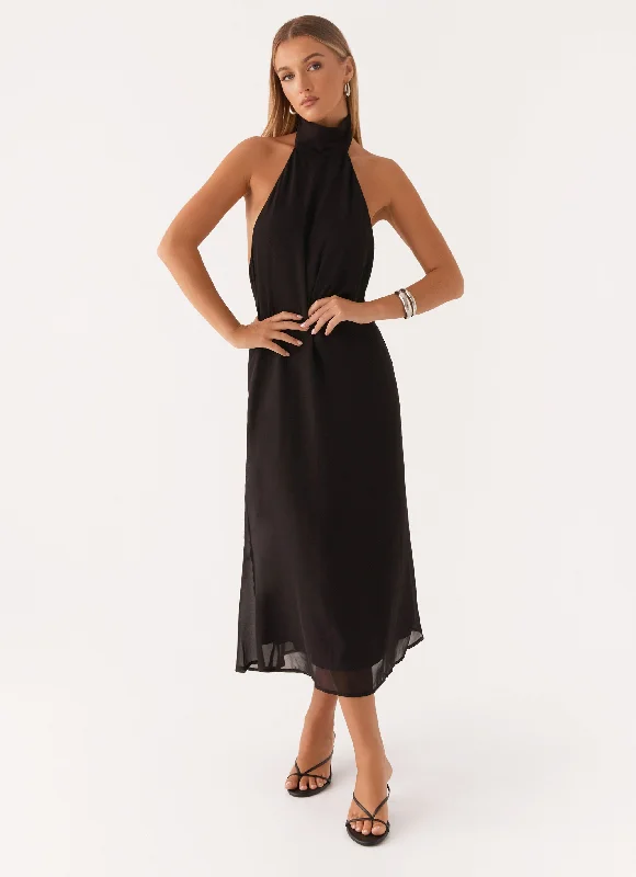 chic midi dresses for summer -Emmalyn Midi Dress - Black