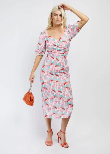 trendy midi dresses for summer -Multicoloured Print Midi Dress