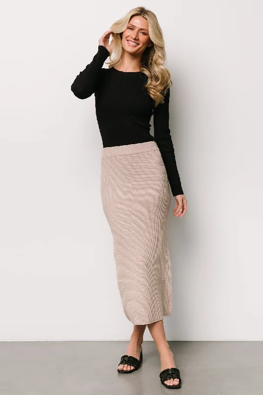 elegant midi dresses for dinners -Carey Waffle Midi Skirt | Taupe