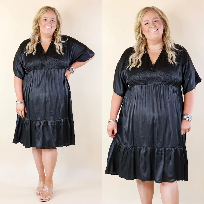 cute midi dresses for summer -On Track V Neck Midi Dress in Black