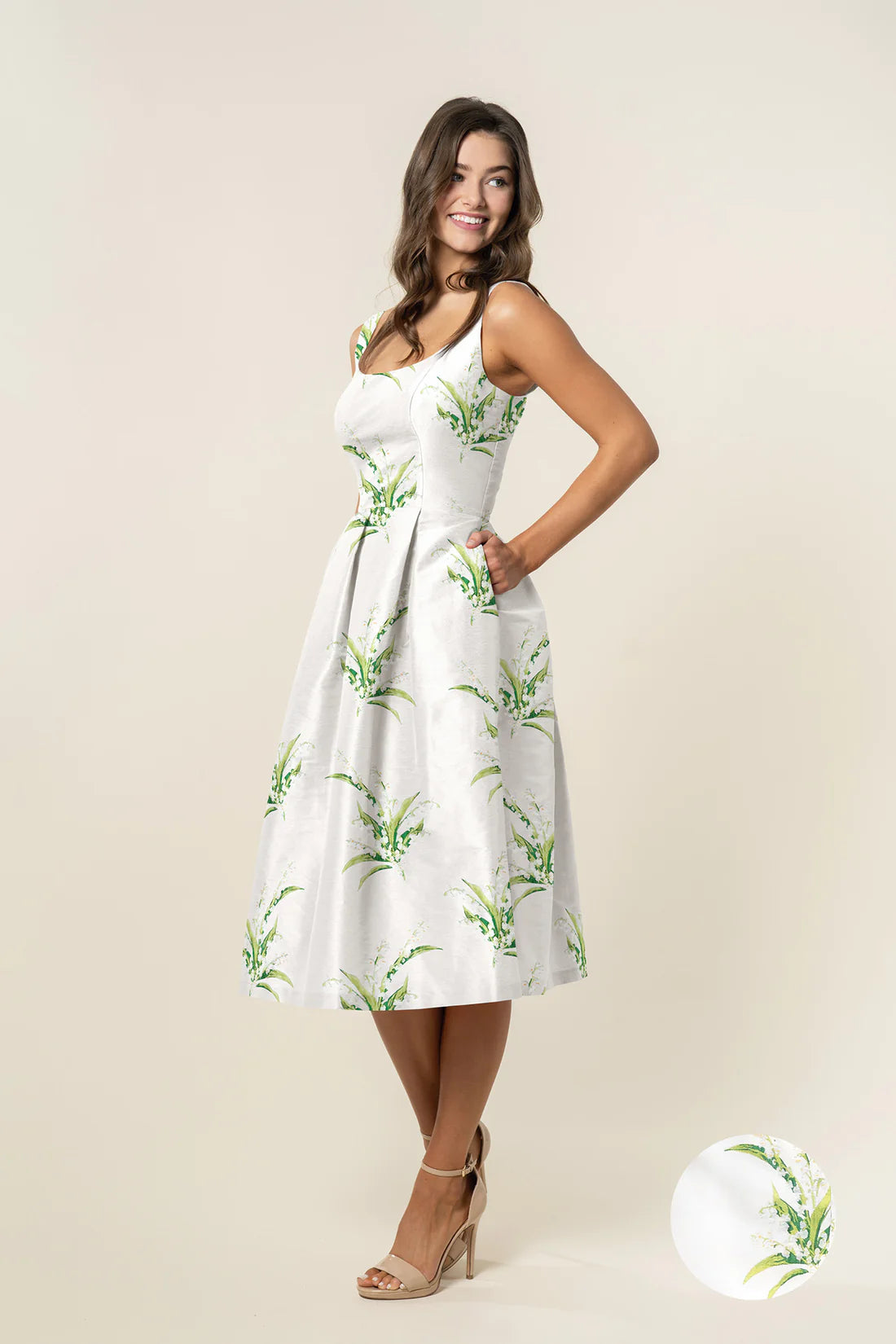 budget midi dresses for dates -Emily Bodice with Dahlia Midi Skirt in Jacquard