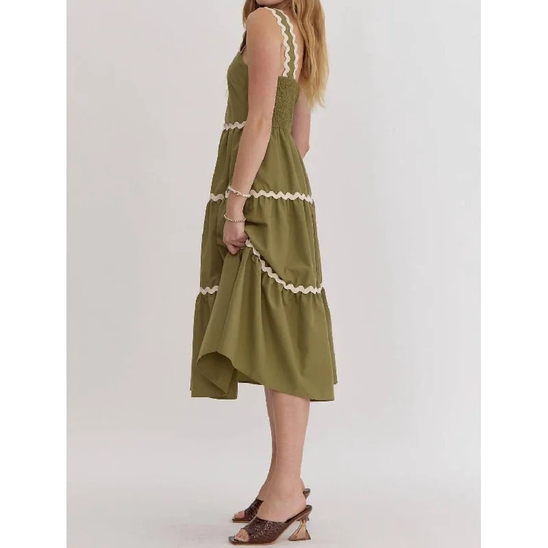 budget midi dresses for teens -Entro - Ric Rac Midi Dress