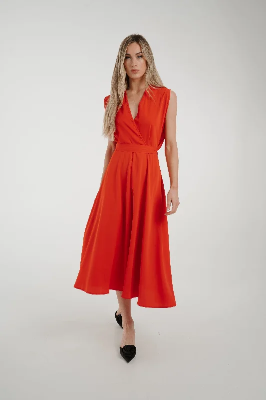 stylish midi dresses for summer -Sarah A-Line Midi Dress In Red