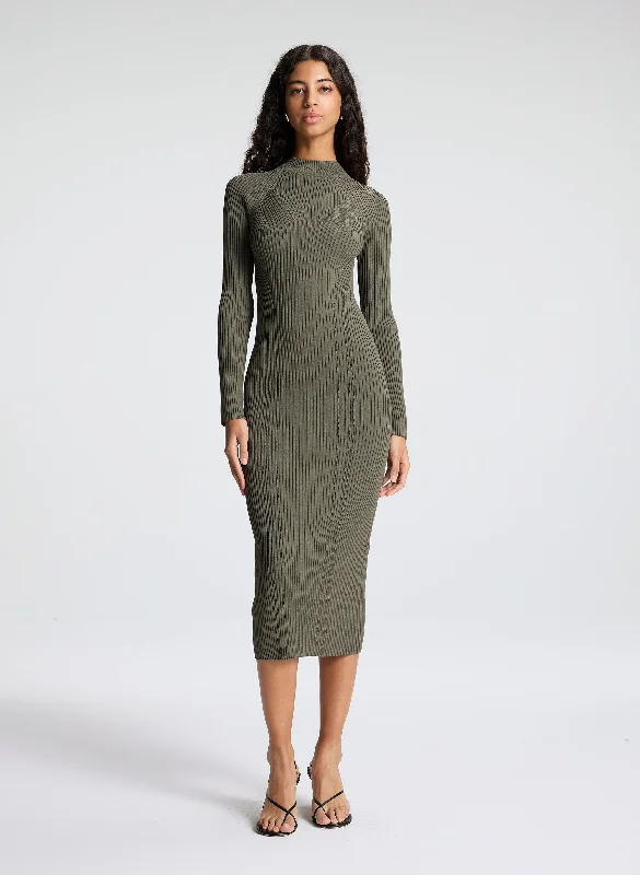 casual midi dresses for women -Halle Knit Midi Dress